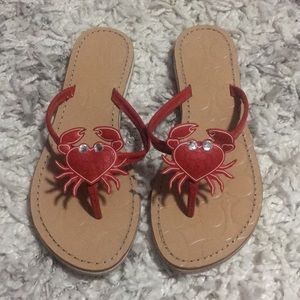 Coach crab flip flops